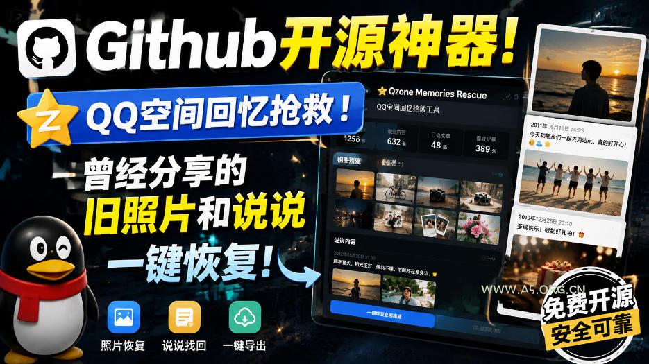 Github开源神器!QQ空间回忆抢救!曾经分享的旧照片和说说一键恢复!-小红泡