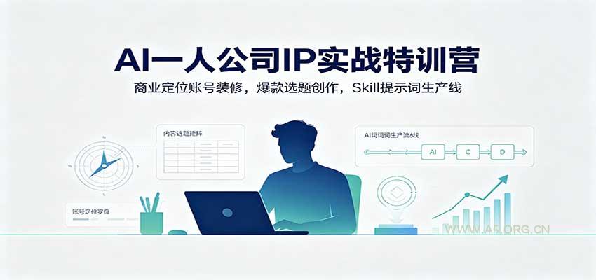 AI一人公司IP实战特训营:商业定位账号装修,爆款选题创作,Skill提示词生产线-小红泡