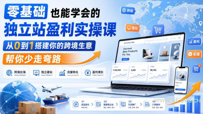 零基础也能学会的独立站盈利实操课,从0到1搭建你的跨境生意,帮你少走弯路-小红泡