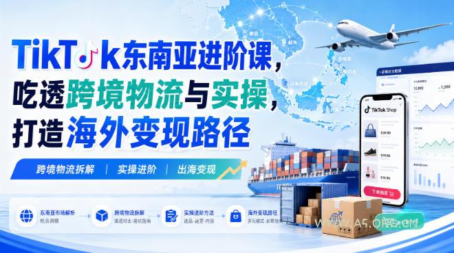 TikTok东南亚进阶课，吃透跨境物流与实操，打造海外变现路径-小红泡