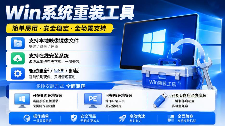 Win系统重装工具，支持本地映像镜像文件安装备份，简单易用-安全稳定-全场景支持-小红泡