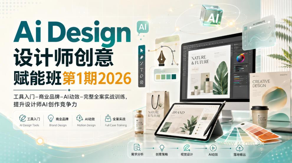 Ai Design设计师创意赋能班第1期2026｜工具入门‑商业品牌‑AI动效‑完整全案实战训练，提升设计师AI创作竞争力-小红泡