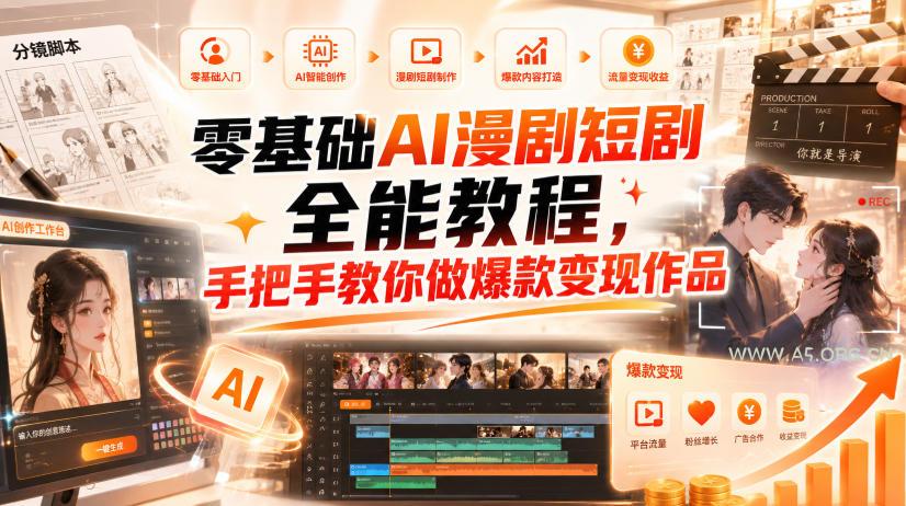 零基础AI漫剧短剧全能教程,从AI智能体搭建、文案脚本分镜、多平台AI生视频、剪映精修,覆盖全题材创作,手把手教你做爆款变现作品-小红泡