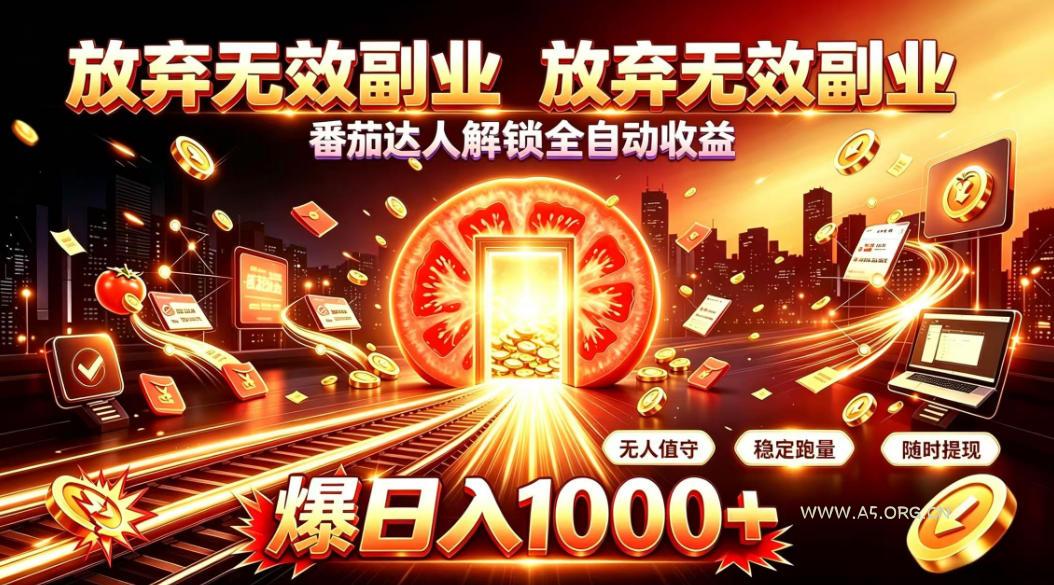 放弃无效副业,番茄达人解锁全自动收益,日入1k+,门槛最低的线上轻资产项目【揭秘】-小红泡