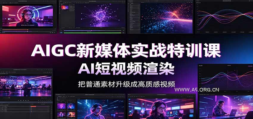 AIGC新媒体实战特训课：工具入门实操，AI短视频渲染，数字人商业视频制作-小红泡