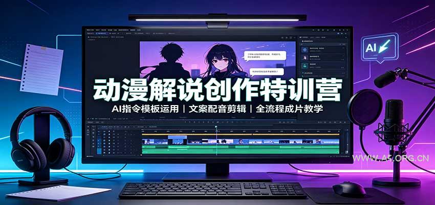 动漫解说创作特训营:AI指令模板运用,文案配音剪辑,全流程成片教学-小红泡