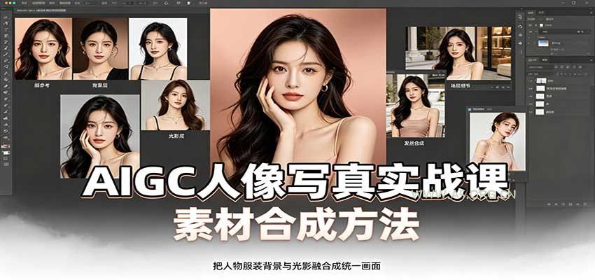 AIGC人像写真实战课:软件平台部署筹备,素材合成方法,多题材写真案例-小红泡