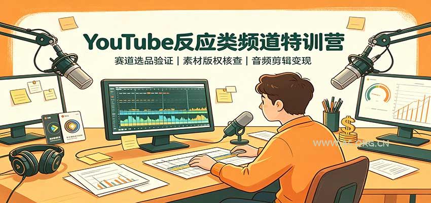 YouTube反应类频道特训营:赛道选品验证,素材版权核查,音频剪辑变现-小红泡