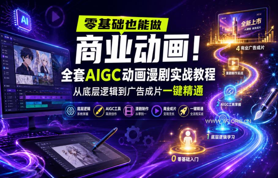 零基础也能做商业动画！全套AIGC动画漫剧实战教程，从底层逻辑到广告成片一键精通(更新0905)-小红泡