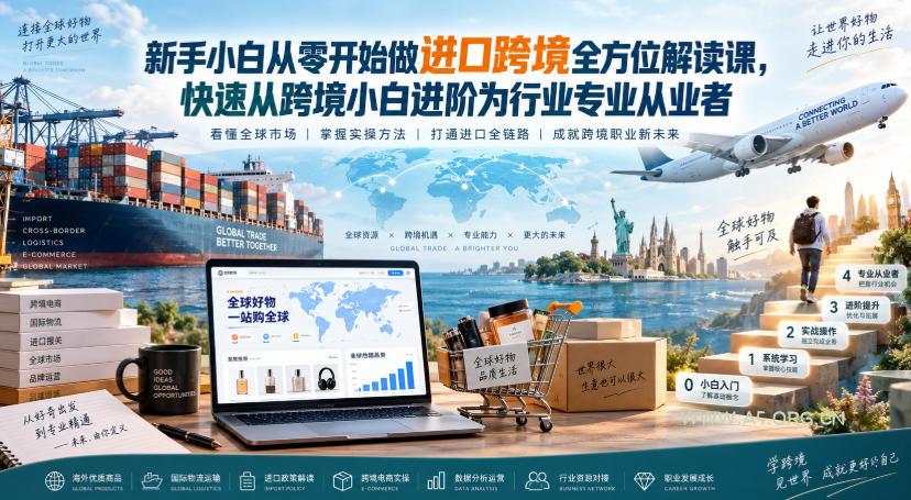 新手小白从零开始做进口跨境全方位解读课,快速从跨境小白进阶为行业专业从业者-小红泡