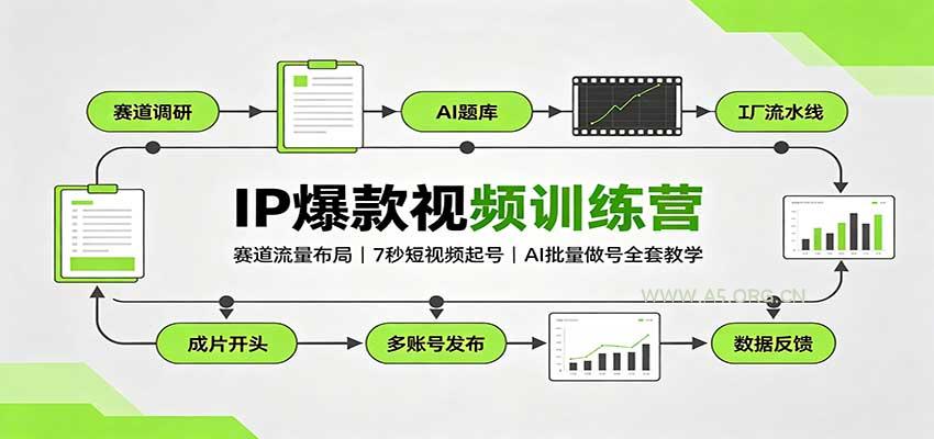 IP爆款视频训练营：赛道流量布局，7秒短视频起号，AI批量做号全套教学-小红泡