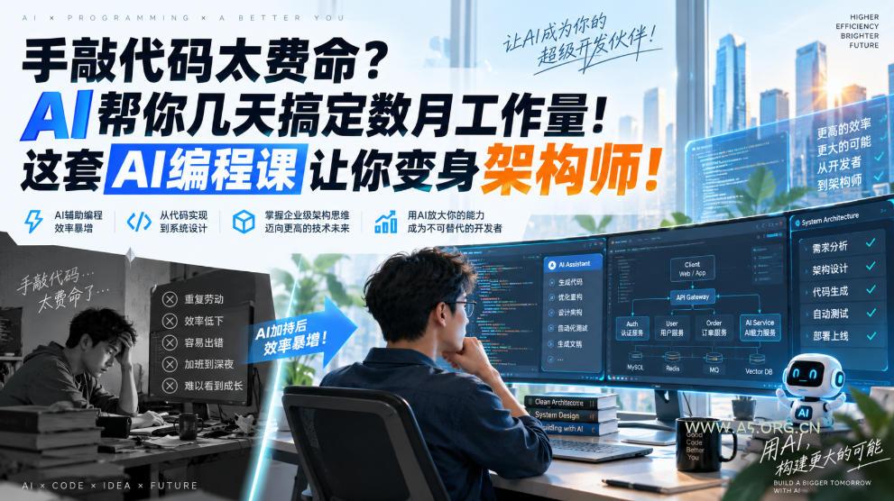 手敲代码太费命?AI帮你几天搞定数月工作量!这套AI编程课让你变身架构师!【原创双语字幕】-小红泡
