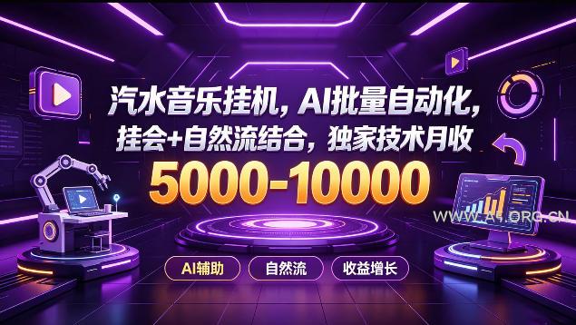 汽水音乐挂G项目,AI批量自动化,挂会+自然流结合,独家技术月收5k-1W+【揭秘】-小红泡