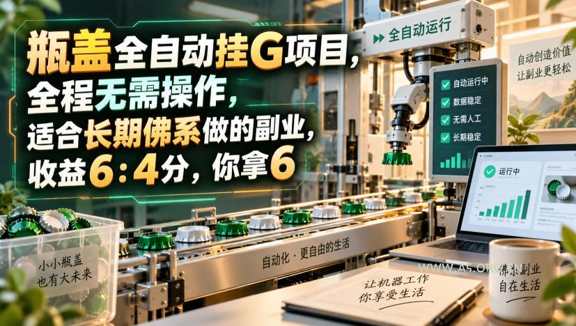 瓶盖全自动挂G项目,全程无需操作,适合长期佛系做的副业,收益6:4分,你拿6【揭秘】-小红泡