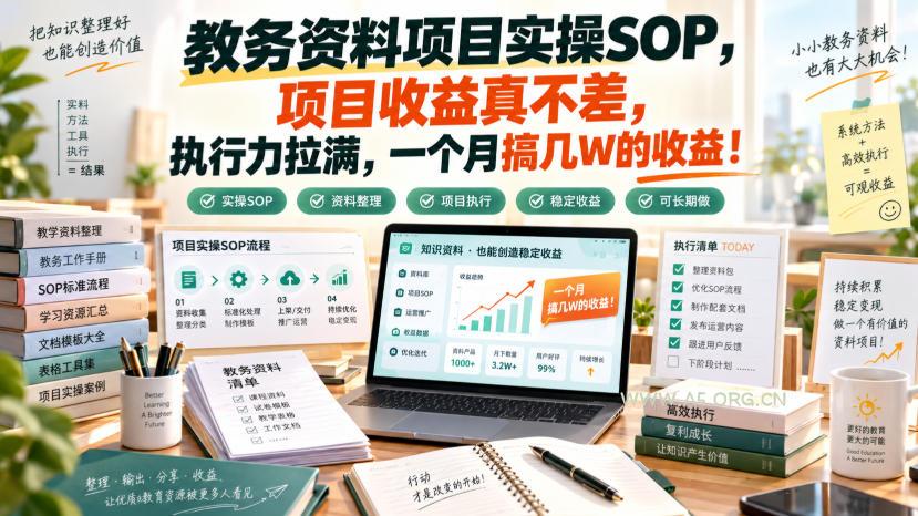 教务资料项目实操SOP,项目收益真不差,执行力拉满,一个月搞几W的收益-小红泡