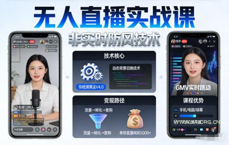 宝子哥无人直播实战课,非实时防风技术,聚焦抖音快手等平台直播带货,轻松开启直播变现之路(更新260908)-小红泡