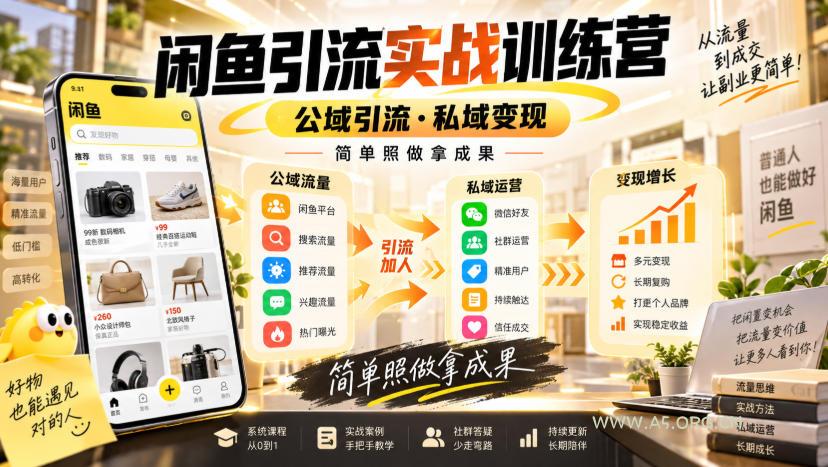闲鱼引流实战训练营,公域引流·私域变现,简单照做拿成果-小红泡