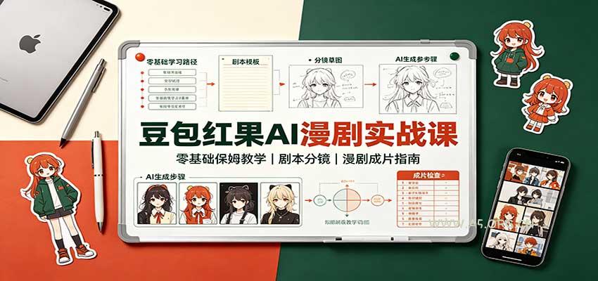 豆包红果AI漫剧实战课：零基础保姆教学，剧本分镜，漫剧成片指南-小红泡