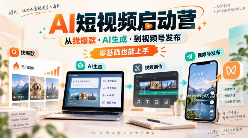 AI短视频启动营,从找爆款·AI生成·到视频号发布,零基础也能上手-小红泡