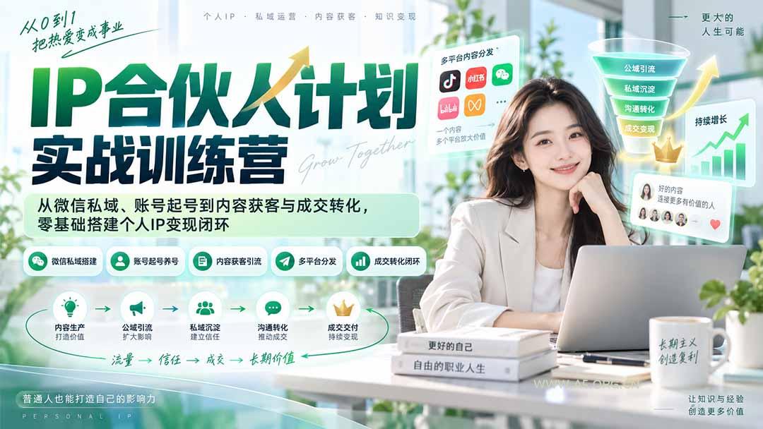 IP合伙人计划实战训练营-更新:从微信私域、账号起号到内容获客与成交转化,零基础搭建个人IP变现闭环-小红泡