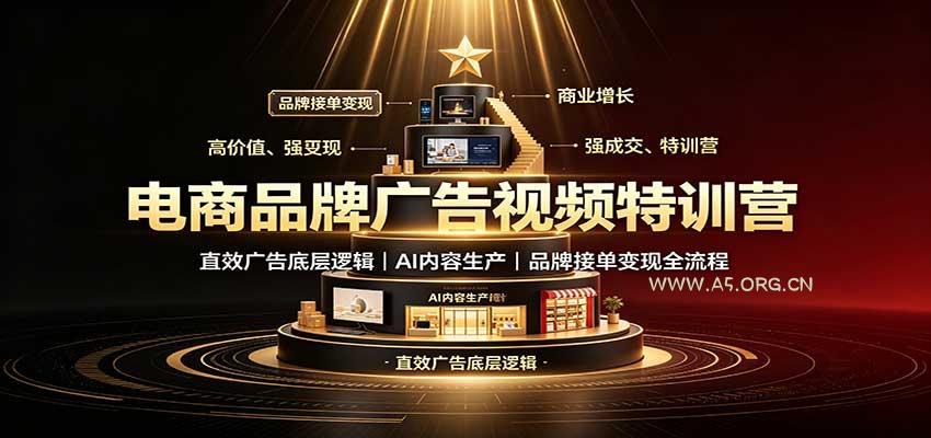 电商品牌广告视频特训:直效广告底层逻辑,AI内容生产,品牌接单变现全流程-小红泡