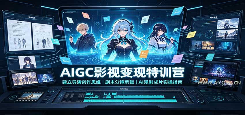 AIGC影视变现特训营:建立导演创作思维,剧本分镜剪辑,AI漫剧成片实操指南-小红泡