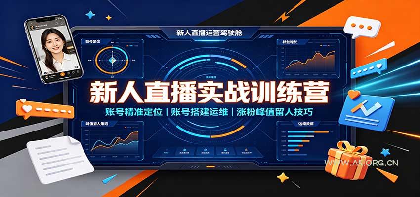 新人直播实战训练营：账号精准定位，账号搭建运维，涨粉峰值留人技巧-小红泡