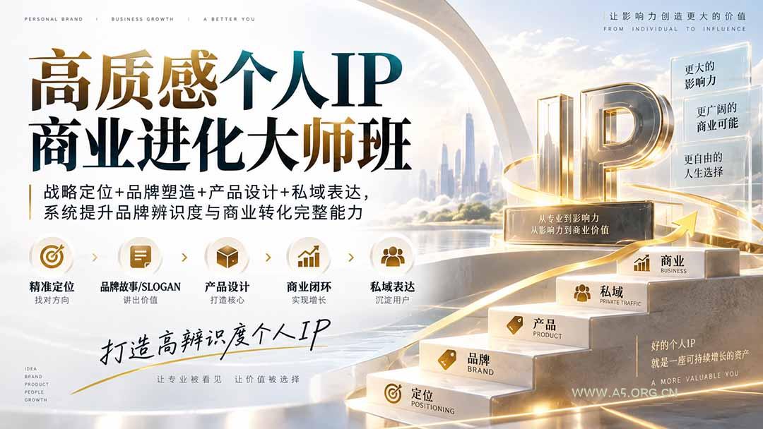 高质感个人IP商业进化大师班:战略定位+品牌塑造+产品设计+私域表达,系统提升品牌辨识度与商业转化完整能力-小红泡