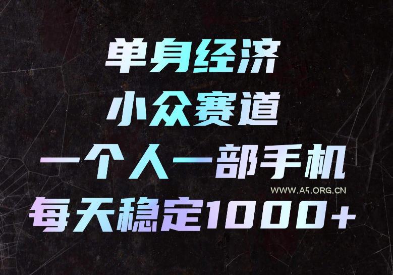 单身经济小众赛道,一个人一部手机,每天稳定1000+,长期可持续的赛道【揭秘】-小红泡