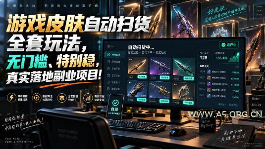 游戏皮肤自动扫货全套玩法,无门槛、特别稳,真实落地副业项目!【揭秘】-小红泡