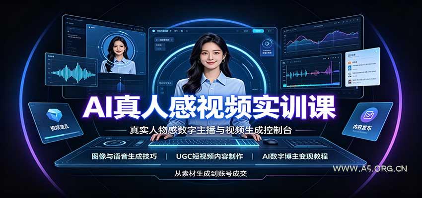 AI真人感视频实训课：图像语音生成，UGC内容制作，AI数字博主变现教程-小红泡