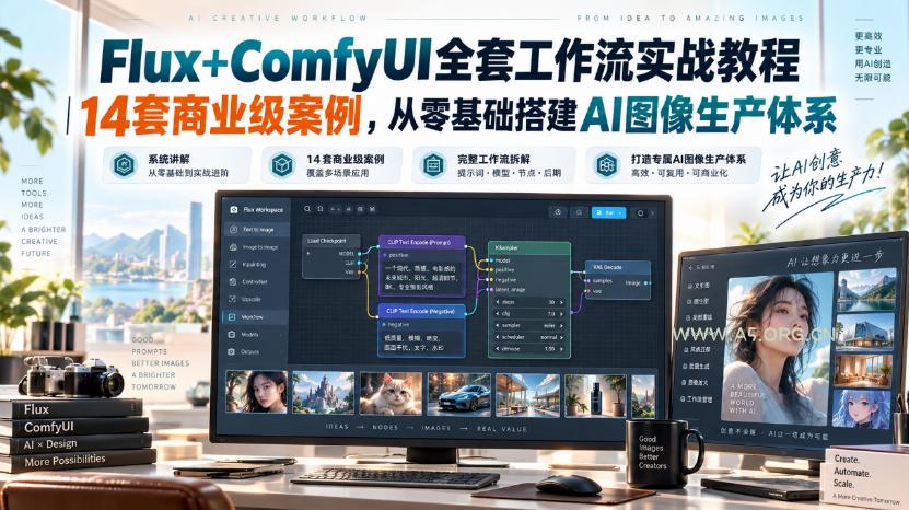 Flux+ComfyUI全套工作流实战教程｜14套商业级案例，从零基础搭建AI图像生产体系-小红泡