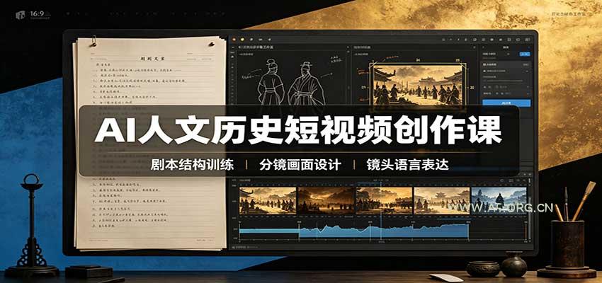 AI人文历史短视频创作课:赛道对标、剧本分镜制图,掌握视频完整产出流程-小红泡