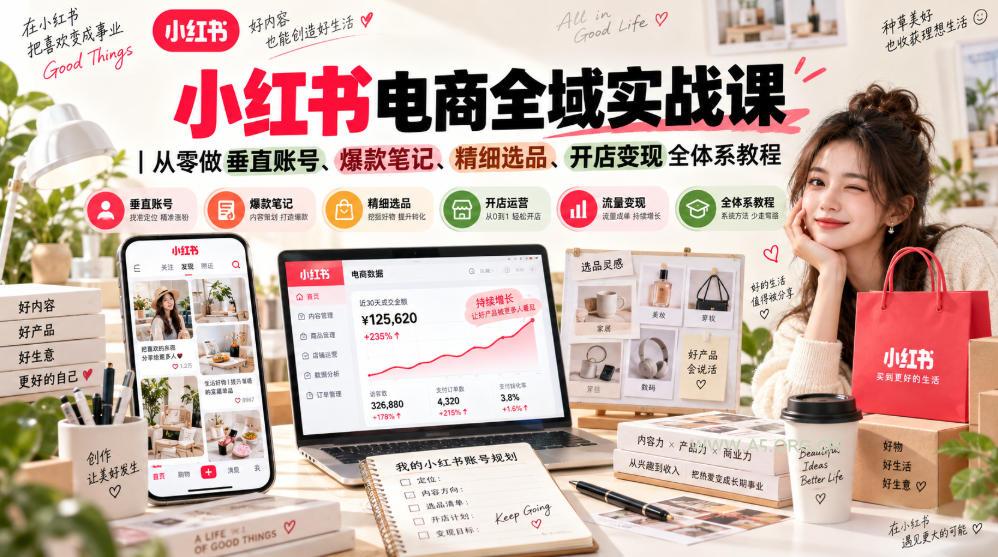 小红书电商全域实战课|从零做垂直账号、爆款笔记、精细选品、开店变现全体系教程-小红泡