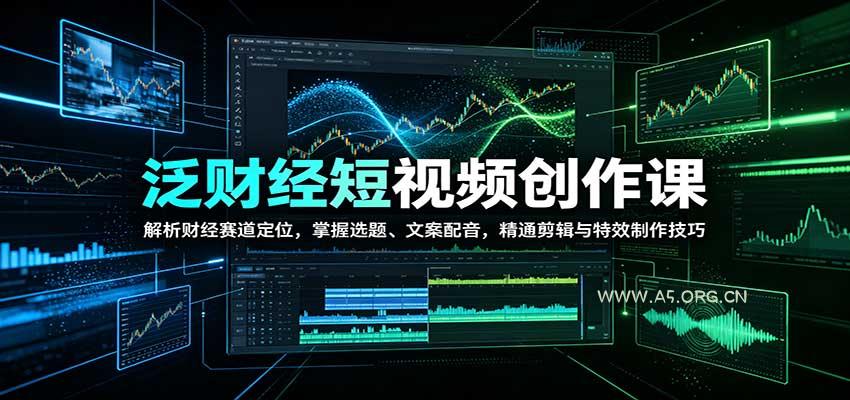 泛财经短视频创作课:解析财经赛道定位,掌握选题、文案配音,精通剪辑与特效制作技巧-小红泡