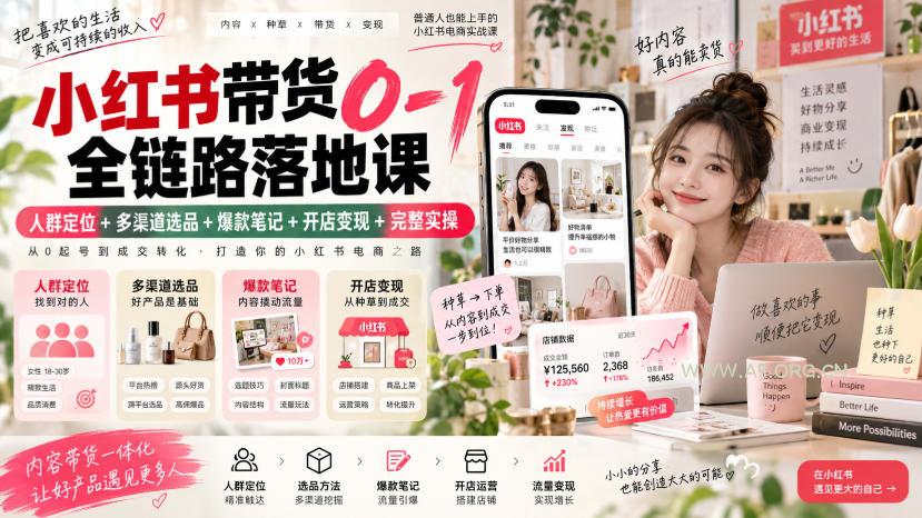 小红书带货0-1全链路落地课|人群定位+多渠道选品+爆款笔记+开店变现完整实操-小红泡