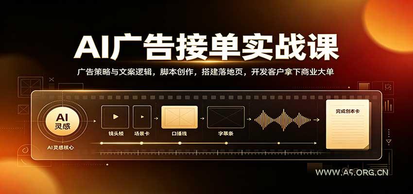 AI广告接单实战:广告策略与文案逻辑,脚本创作,搭建落地页,开发客户拿下商业大单-小红泡