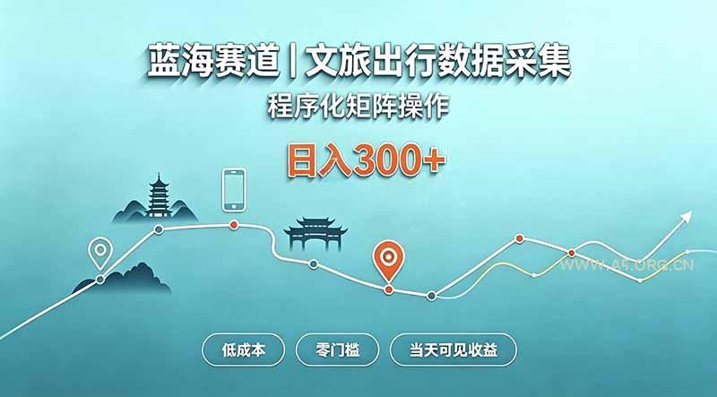 蓝海赛道 文旅出行数据采集 程序化矩阵操作 低成本 零门槛 当天可见收益 日入300+-小红泡