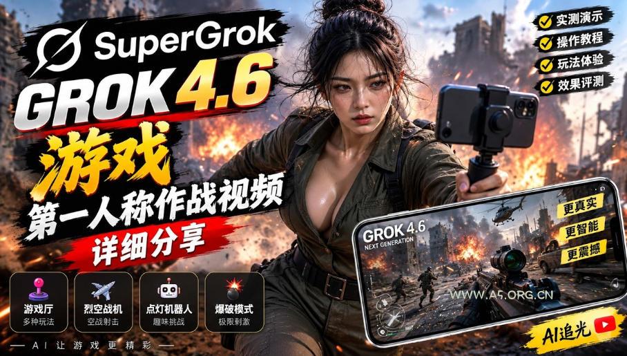 Grok 4.6也能做游戏?第一人称作战视频实测|玩法详细讲解-小红泡