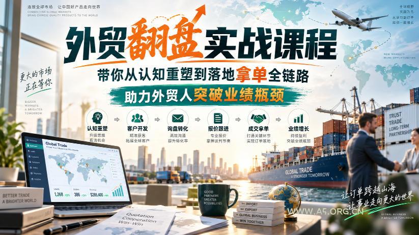 外贸翻盘实战课程,带你从认知重塑到落地拿单全链路,助力外贸人突破业绩瓶颈-小红泡