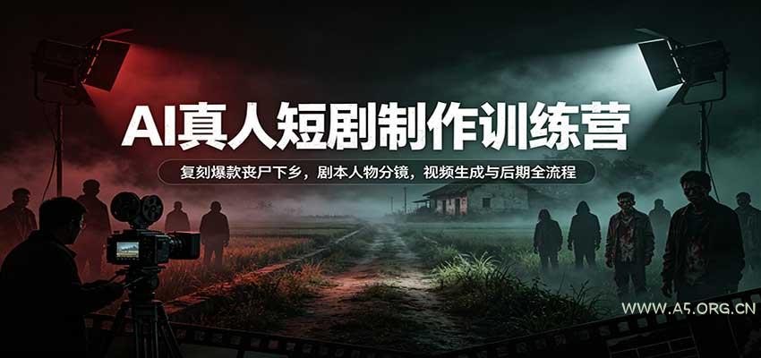 AI真人短剧制作训练营：复刻爆款丧尸下乡，剧本人物分镜，视频生成与后期全流程-小红泡