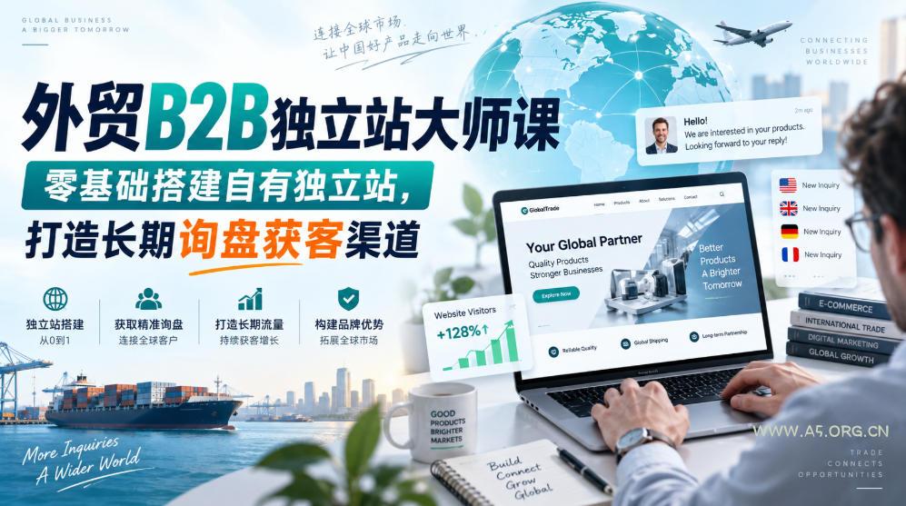 外贸B2B独立站大师课,零基础搭建自有独立站,打造长期询盘获客渠道-小红泡