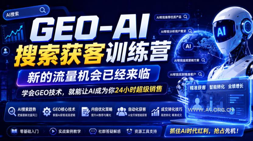 GEO-AI搜索获客训练营,新的流量机会已经来临,学会GEO技术,就能让AI成为你24小时超级销售(更新0919)-小红泡