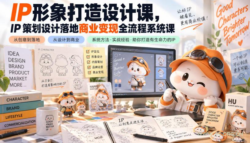IP形象打造设计课,IP策划设计落地商业变现全流程系统课-小红泡