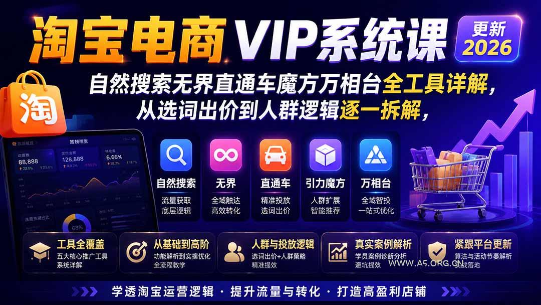 2026淘宝电商终局之战VIP课-更新0920:自然搜索+直通车+无界+精准人群,系统掌握测款动销与全店推广布局方法-小红泡