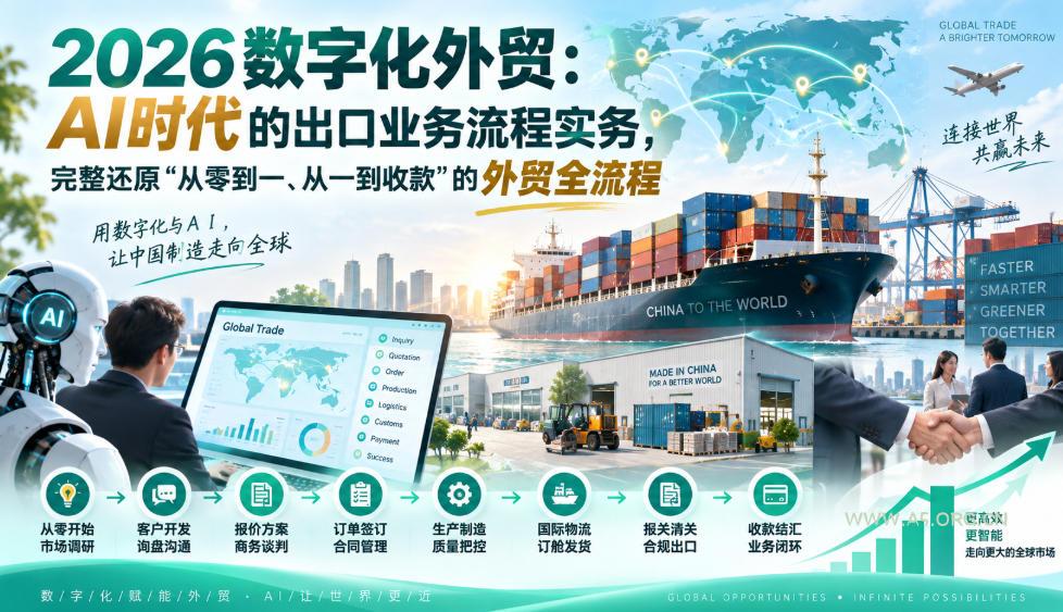 2026数字化外贸:AI时代的出口业务流程实务,完整还原”从零到一、从一到收款”的外贸全流程-小红泡