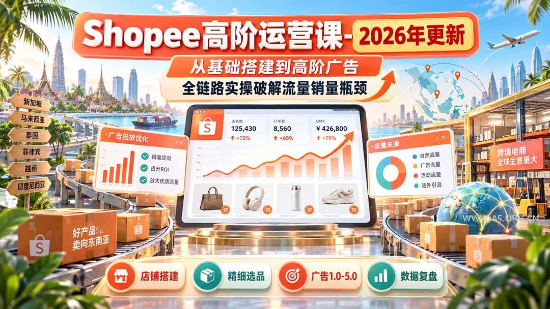 Shopee高阶运营课-更新9月,从基础搭建到高阶广告,全链路实操破解流量销量瓶颈-小红泡