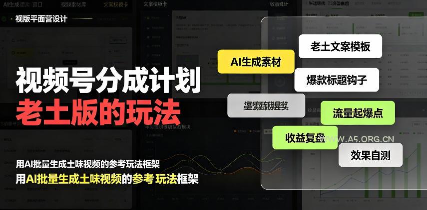 视频号分成计划老土版的玩法,流量爆炸,每天收益300+,纯靠AI生成,越土的玩法,越高级-小红泡