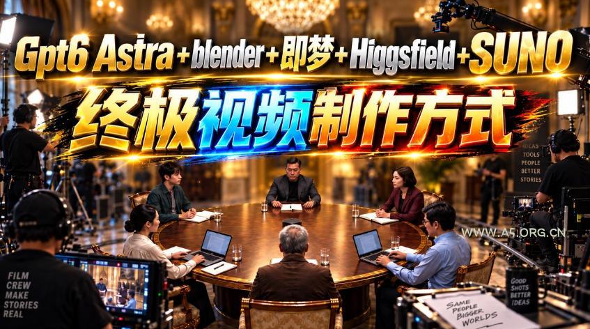 GPT-6 Astra+Blender+即梦+Higgsfield+Suno=终极视频制作方式！-小红泡