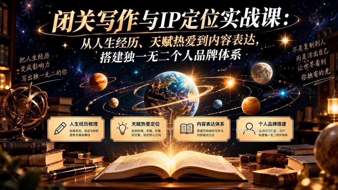 闭关写作与IP定位实战课：从人生经历、天赋热爱到内容表达，搭建独一无二个人品牌体系-小红泡